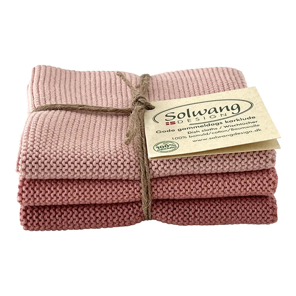 Solwang - Gestrickte Wischtücher Geräuchertes Rosa Kombi BIO