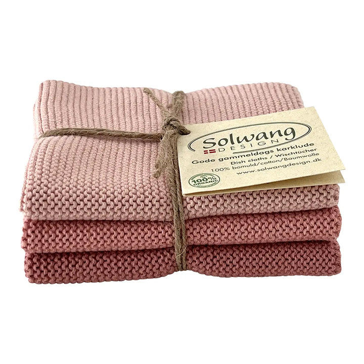 Solwang - Gestrickte Wischtücher Geräuchertes Rosa Kombi BIO