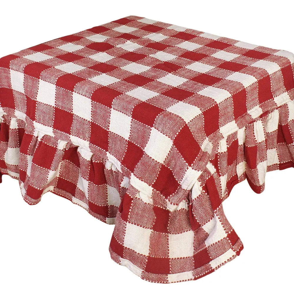 Strömshaga Tischdecke Ida Rüsche Bio Baumwolle Rot