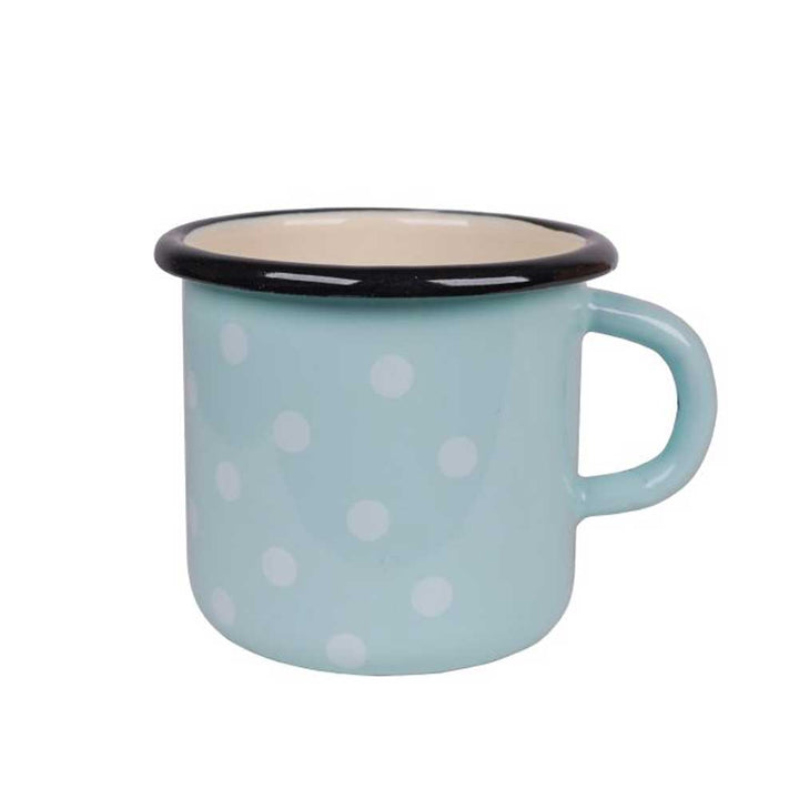 Isabelle Rose - Kaffeebecher Emaille mit Punkte schwarzer Rand