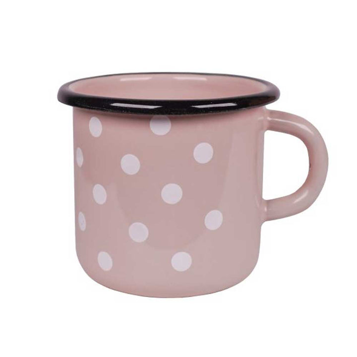 Isabelle Rose - Kaffeebecher Emaille mit Punkte schwarzer Rand