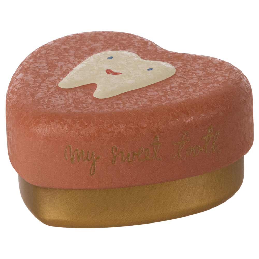 Maileg – Zahnbox mit einem lächelnden Zahndesign und der Aufschrift „My Sweet Tooth“.