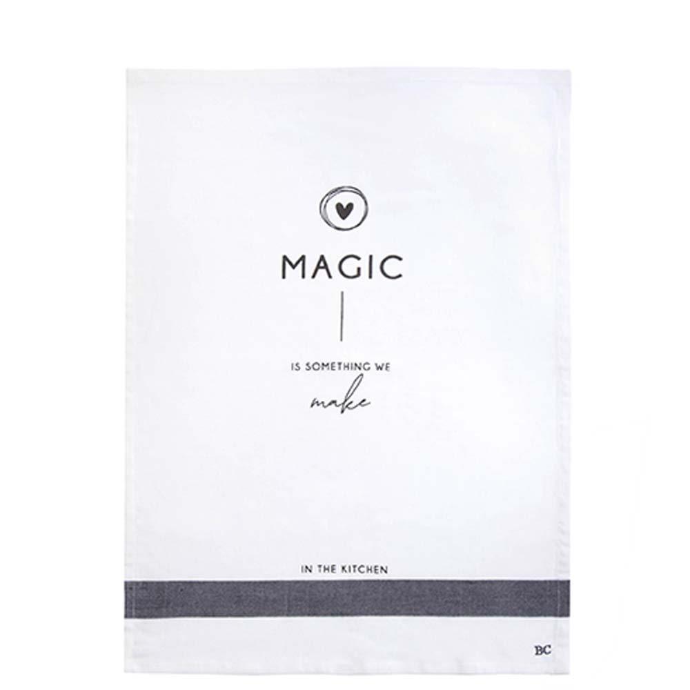 Ein Geschirrtuch mit der Aufschrift „Magic Bastion Collections – Geschirrtuch Magic“ ist etwas, das wir in der Küche herstellen.