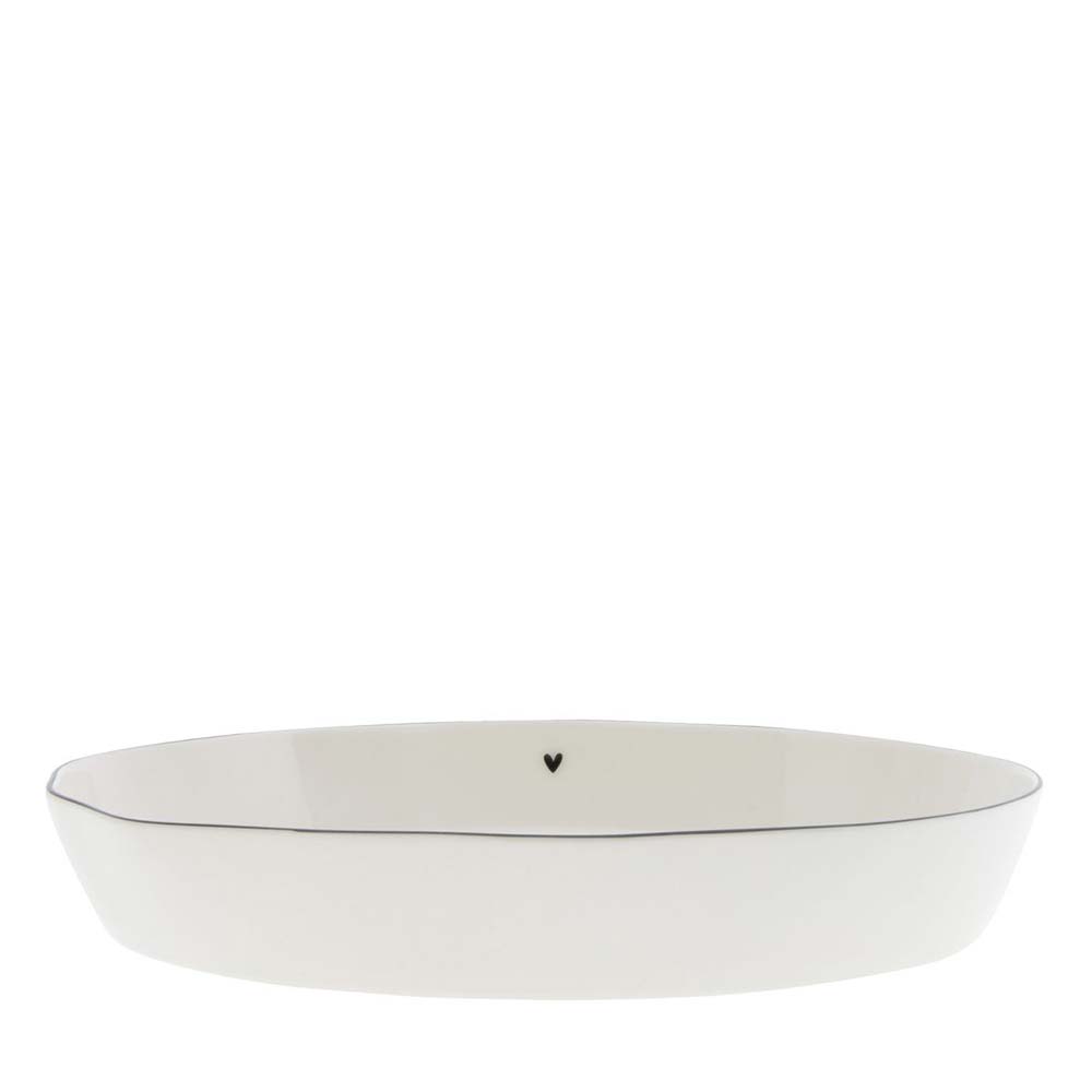Bastion Collections - Servierplatte Herz Oval schwarzer Rand