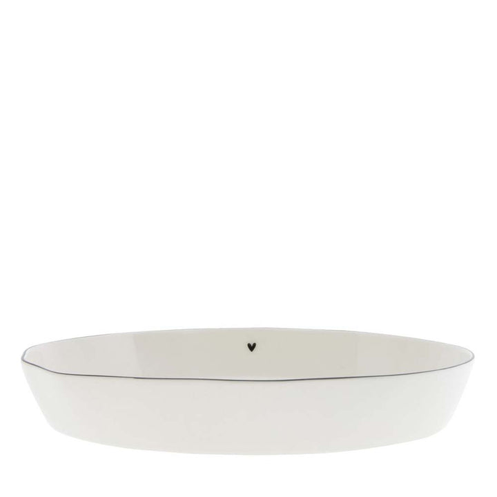 Bastion Collections - Servierplatte Herz Oval schwarzer Rand