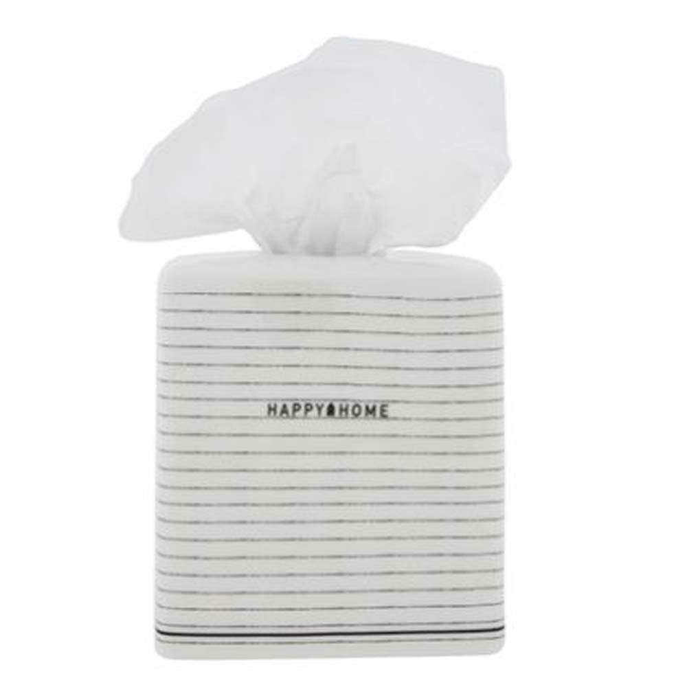 Bastion Collections - Taschentuchbox Keramik Streifen Happy Home