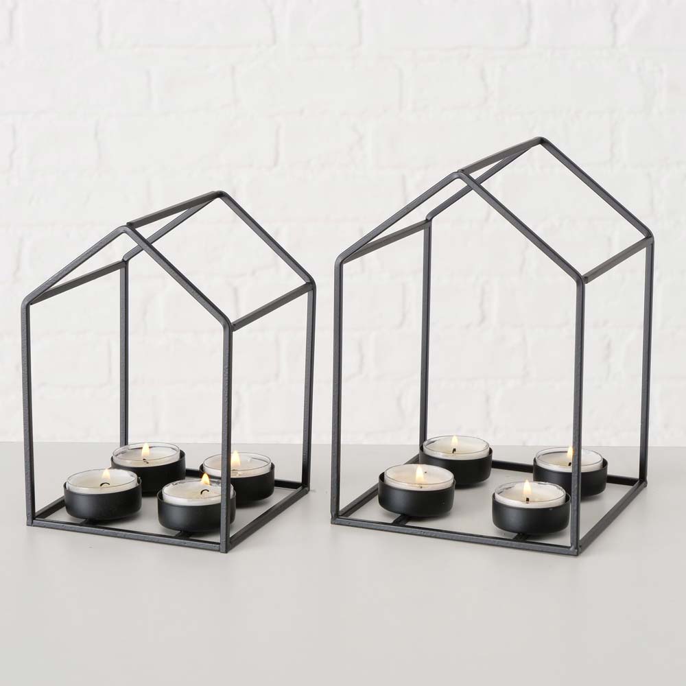 Boltze - Teelichthalter Advents-Haus Metall