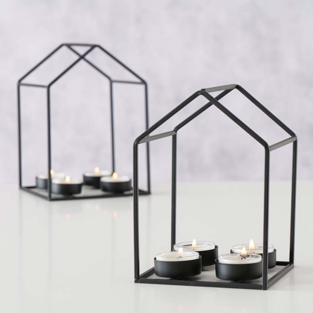 Boltze - Teelichthalter Advents-Haus Metall