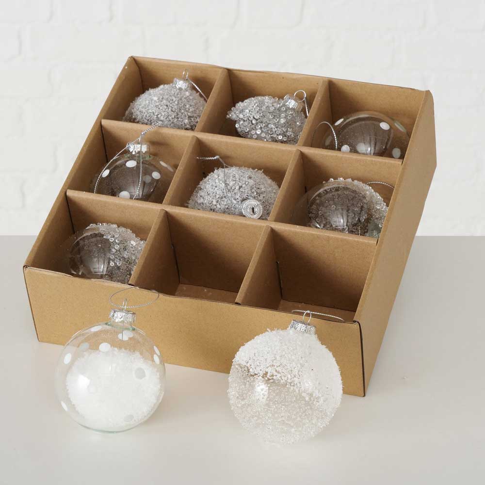Boltze - Weihnachtskugeln Schneezauber 9er-Set