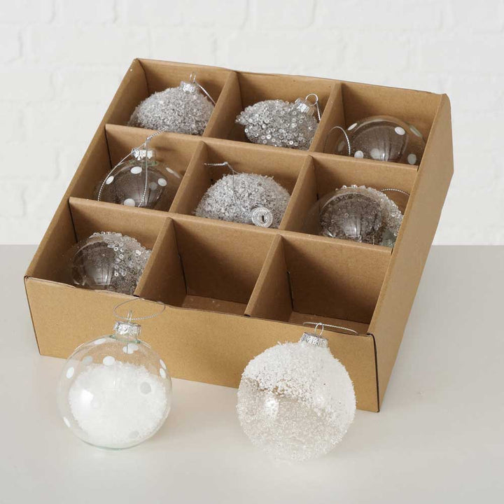 Boltze - Weihnachtskugeln Schneezauber 9er-Set