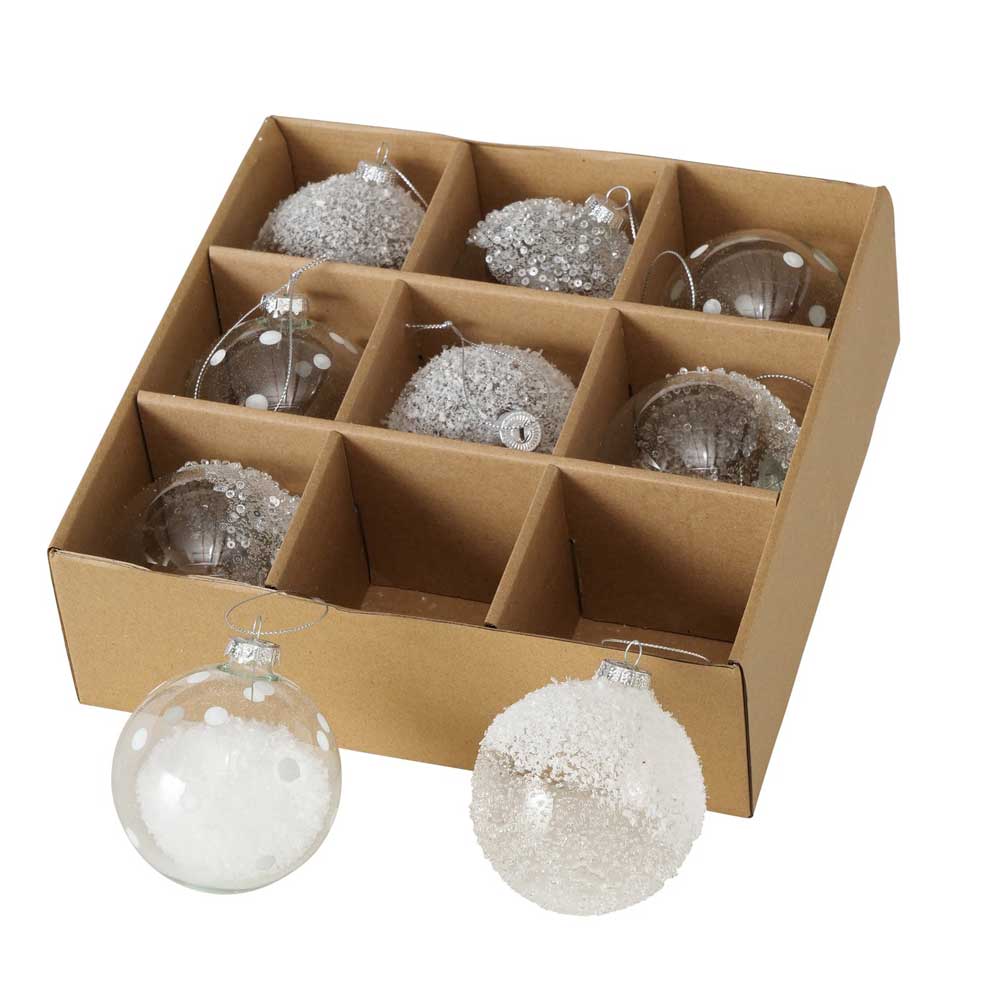 Boltze - Weihnachtskugeln Schneezauber 9er-Set