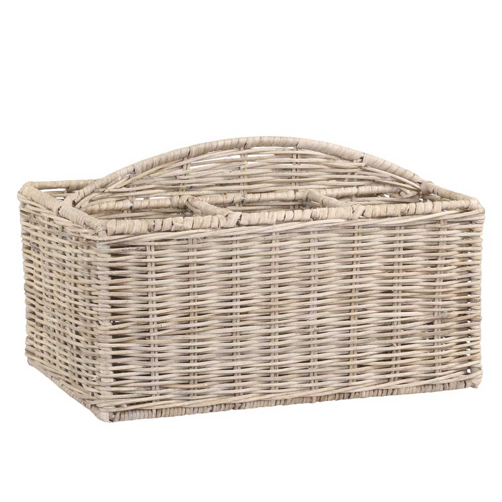 Chic Antique - Besteckkorb geflochen mit 4 Fächern natur