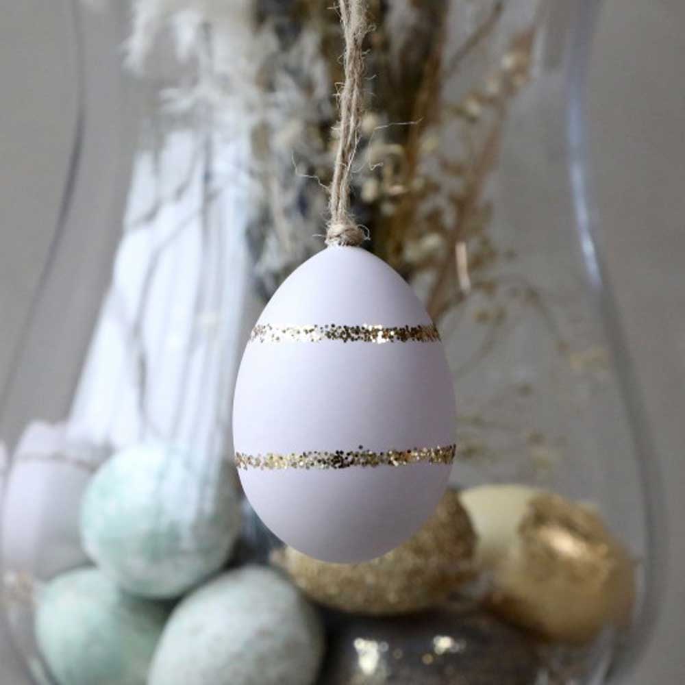 Chic Antique - Osterei lila mit Gold Glimmer Streifen