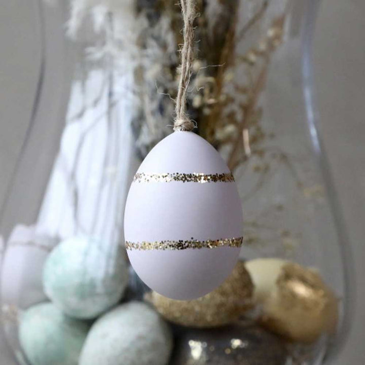 Chic Antique - Osterei lila mit Gold Glimmer Streifen