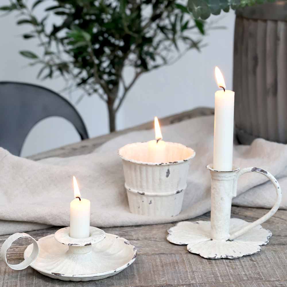 Chic Antique - Kammerleuchter mit Blätter Kerzenhalter antique creme