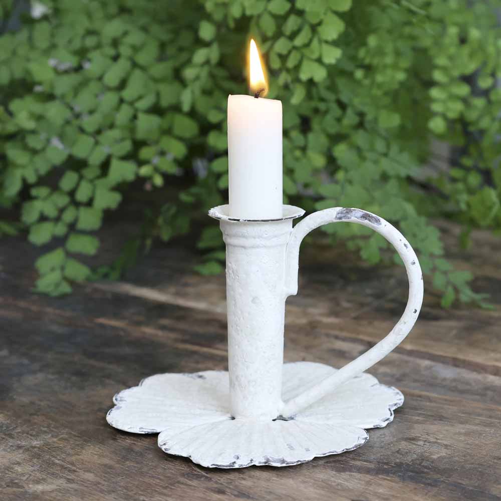 Chic Antique - Kammerleuchter mit Blätter Kerzenhalter antique creme