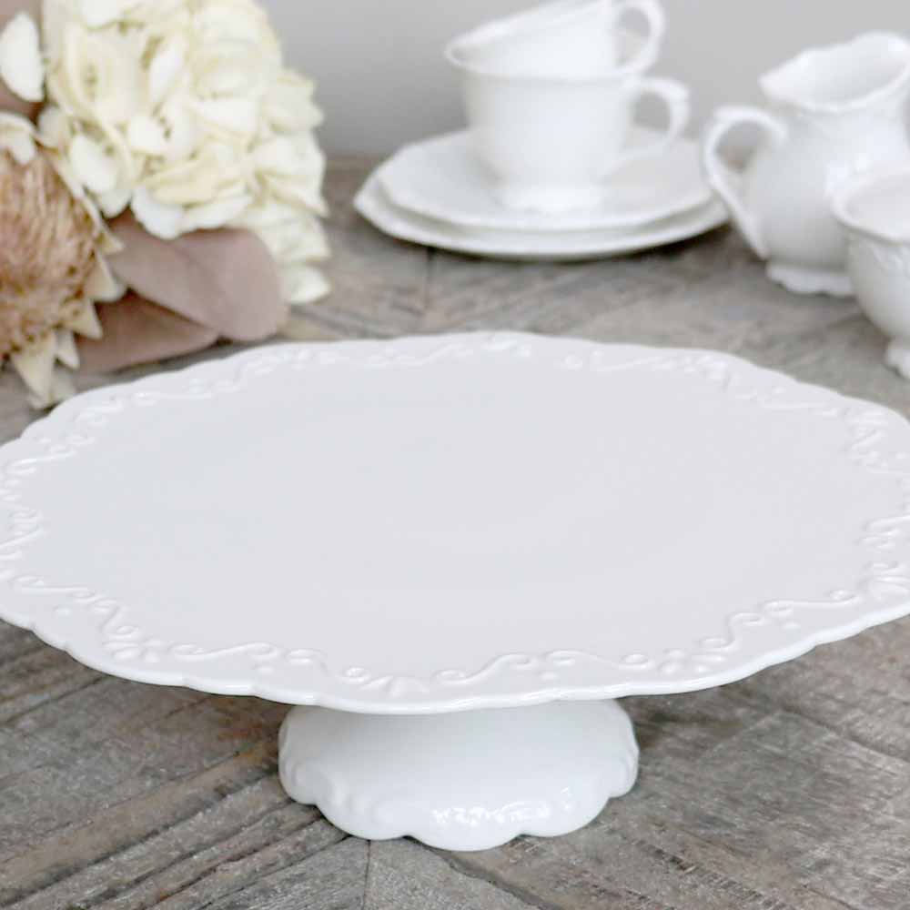 Chic Antique - Provence Tortenplatte auf Fuß weiß