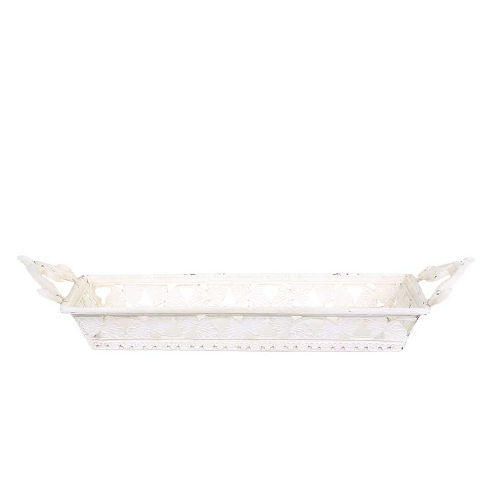 Chic Antique - Tablett mit Griffen und Dekor Kante antique creme
