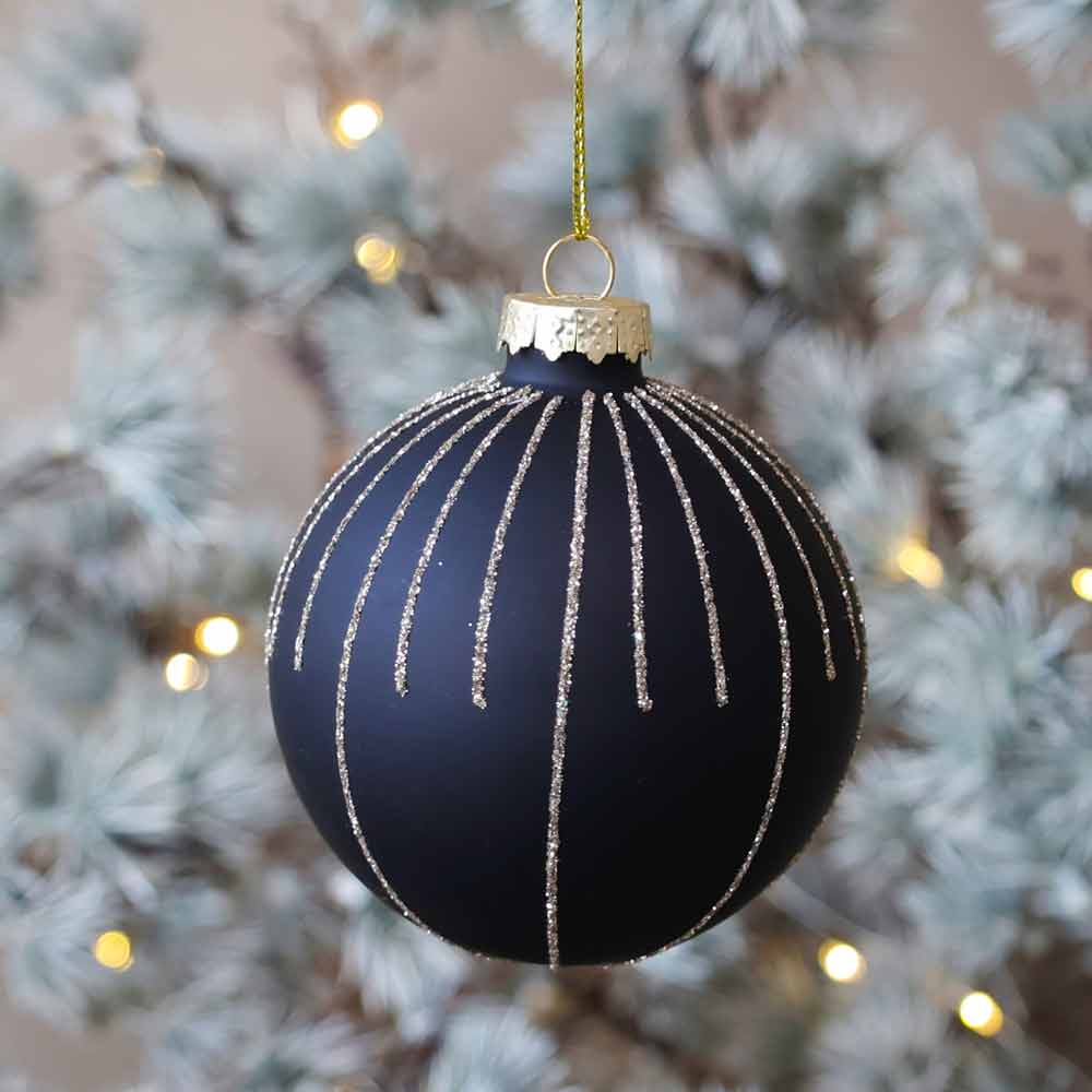 Chic Antique - Weihnachtskugel mit glitzer antique kohle