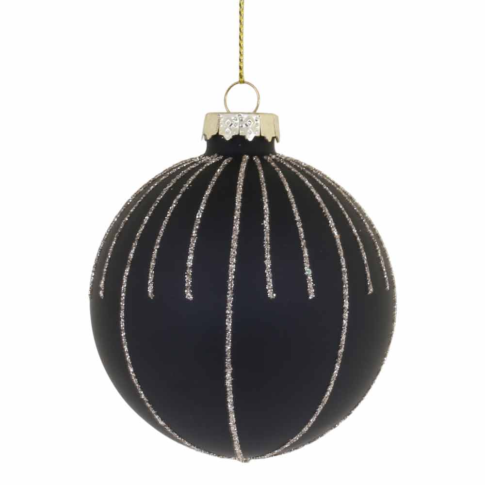 Chic Antique - Weihnachtskugel mit glitzer antique kohle