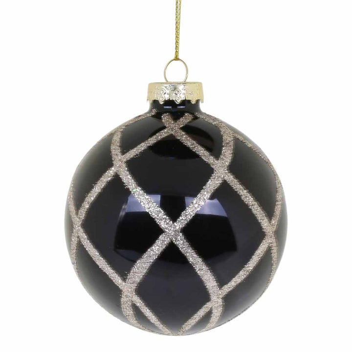 Chic Antique - Weihnachtskugel mit glitzernde quardrate antiquekohle