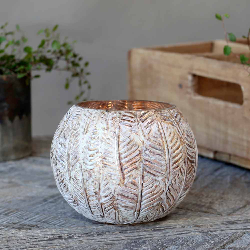 Chic Antique - Windlicht Hurricane mit Gold antique creme Höhe: 10 cm
