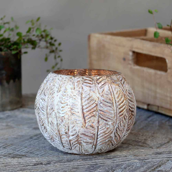 Chic Antique - Windlicht Hurricane mit Gold antique creme Höhe: 10 cm