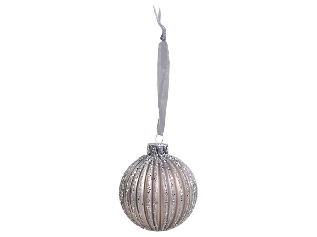 Chic Antique - Kugel mit silber Glitter Streifen