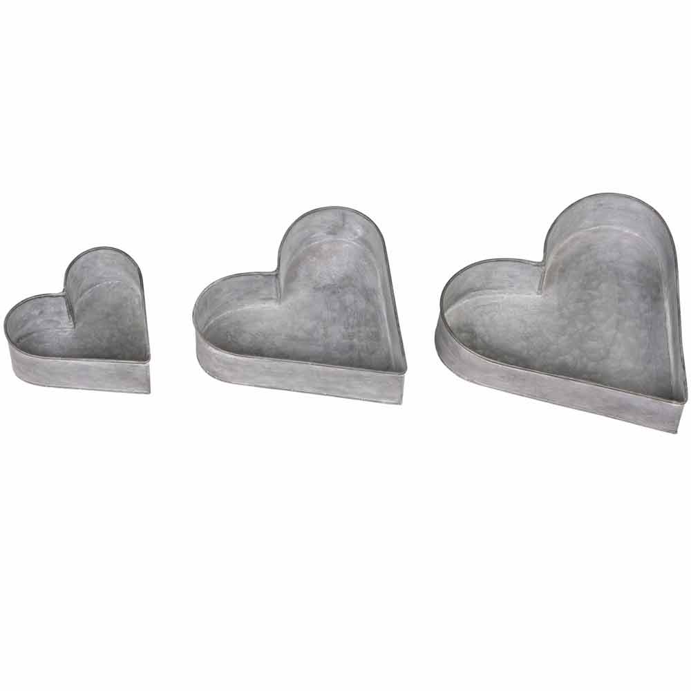 Chic Antique - Tablett Herz 3er-Set Zink
