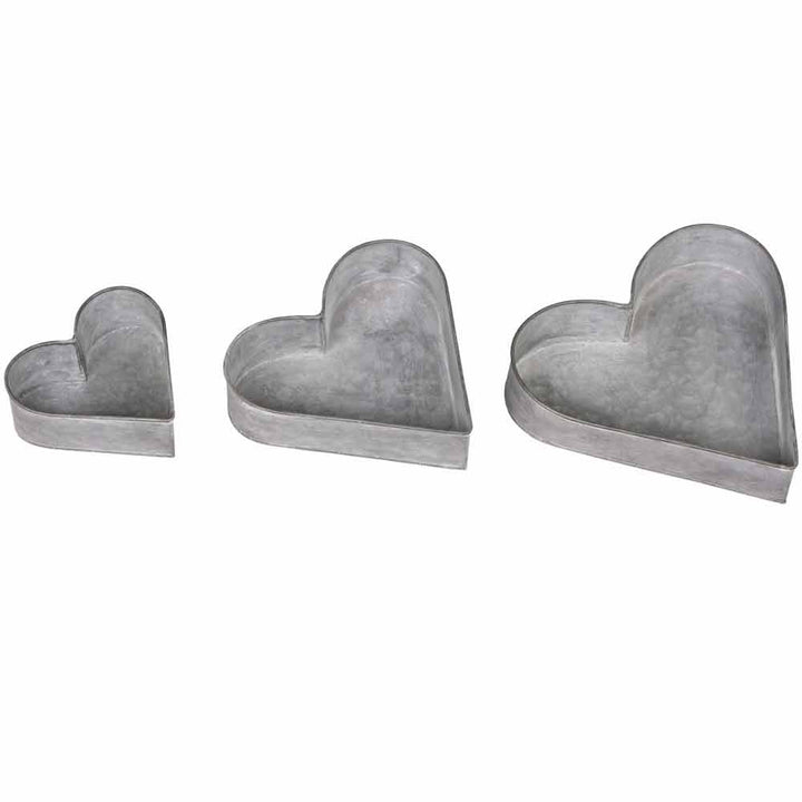 Chic Antique - Tablett Herz 3er-Set Zink