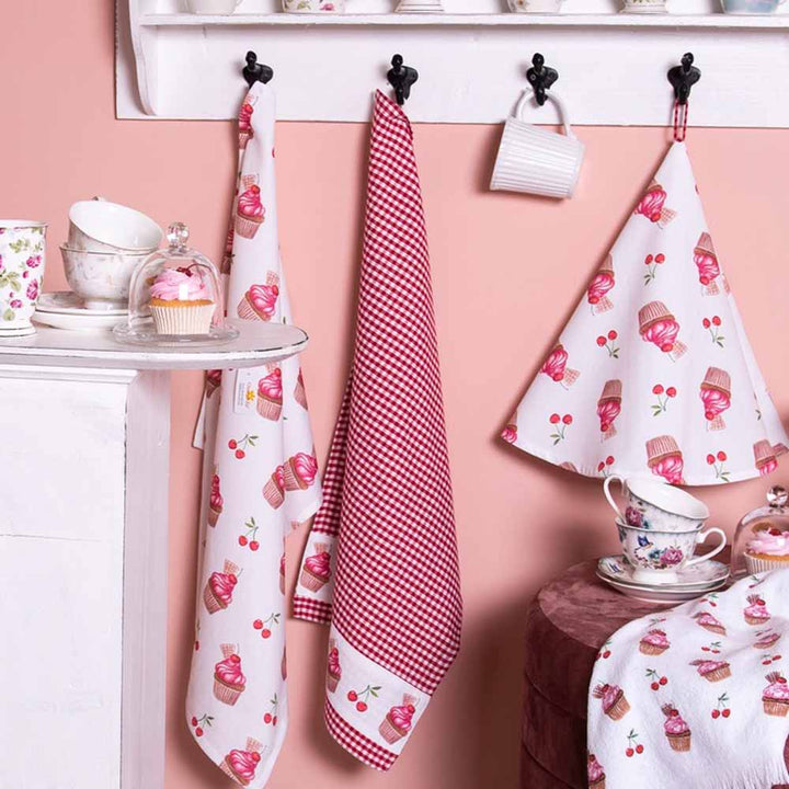 Clayre & Eef - Geschirrtuch Cupcake Cherry