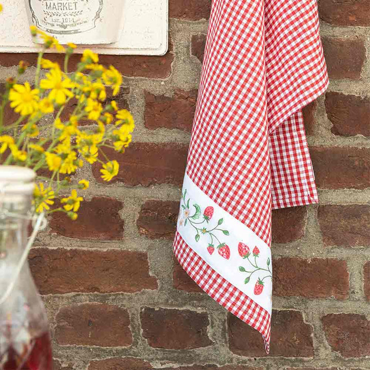 Clayre & Eef - Geschirrtuch Strawberry red check