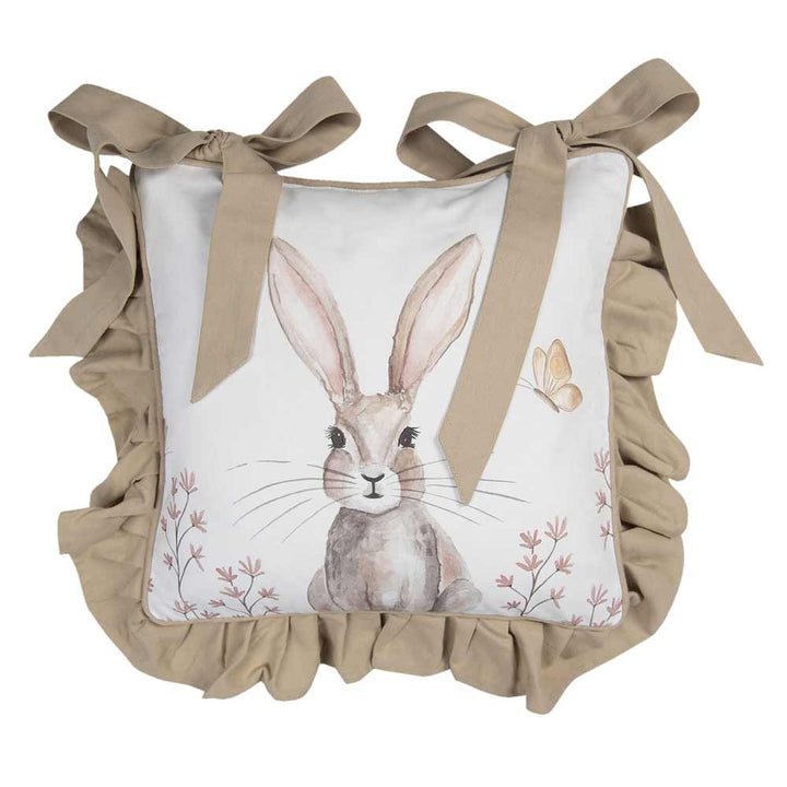Clayre & Eef - Stuhlkissenbezug Hase beige mit Volant