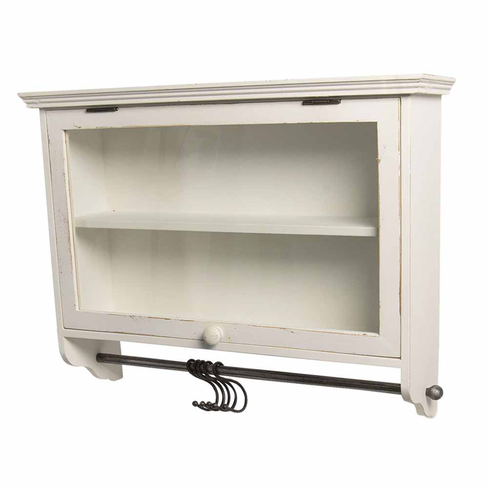 Clayre & Eef - Wandschrank Vitrine mit Haken Landhaus