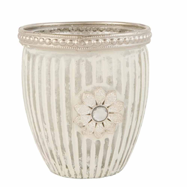 Clayre &amp; Eef - Windlicht Shabby Flower Silber
