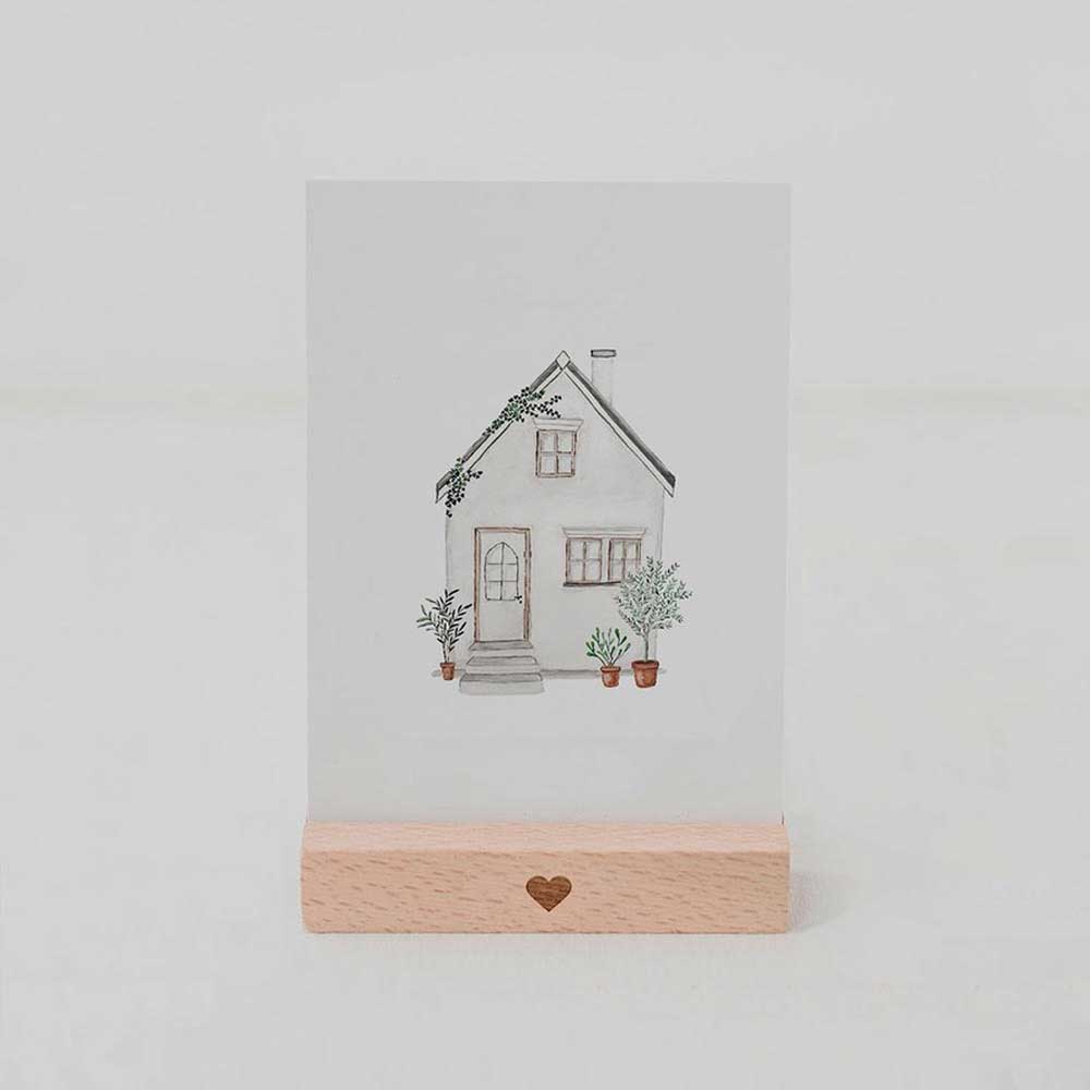 Eulenschnitt - Postkarte Aquarell Haus