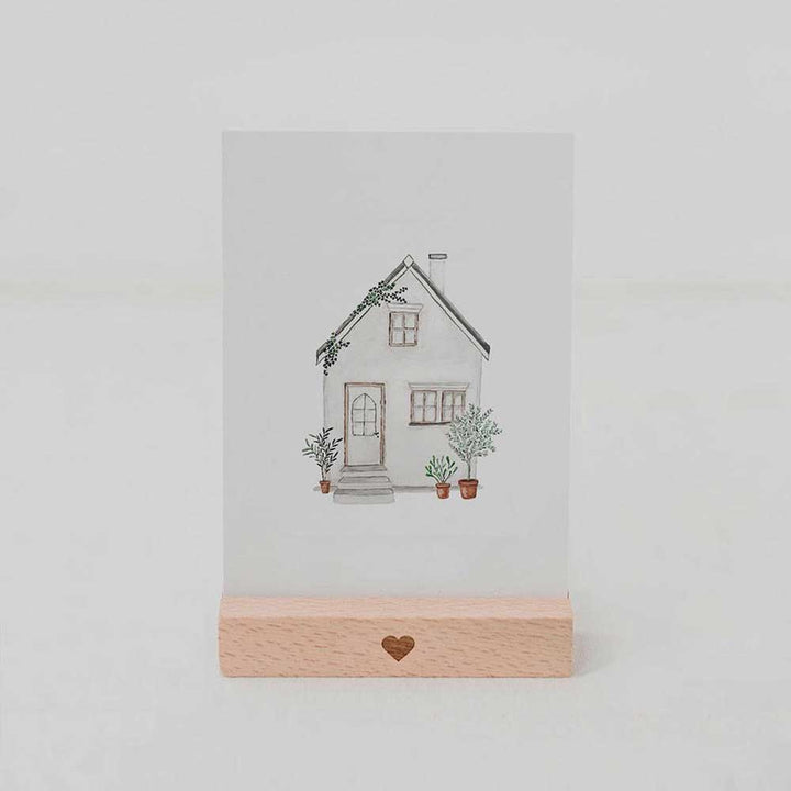 Eulenschnitt - Postkarte Aquarell Haus