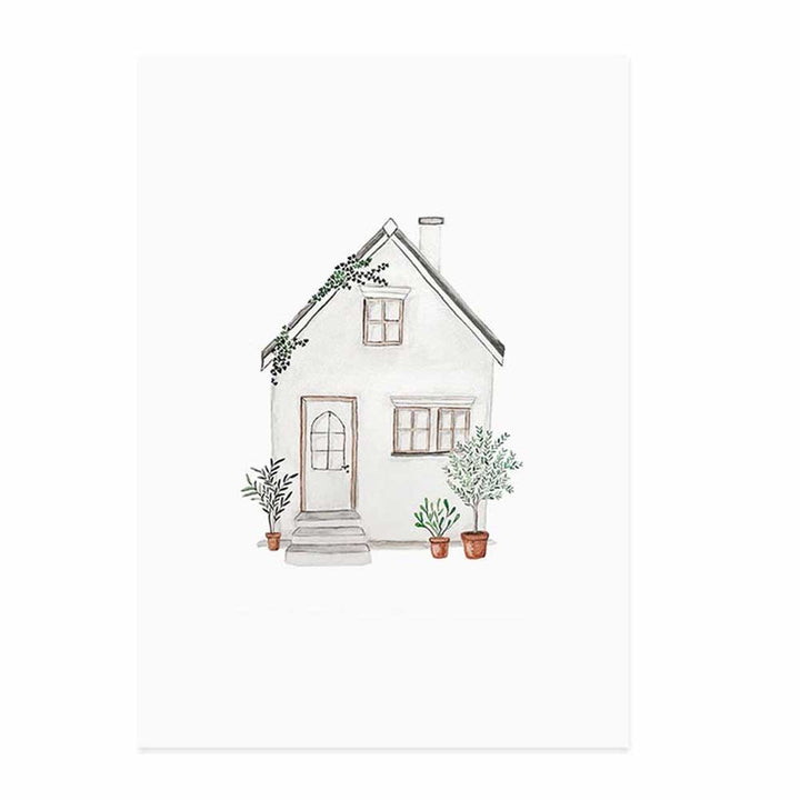 Eulenschnitt - Postkarte Aquarell Haus