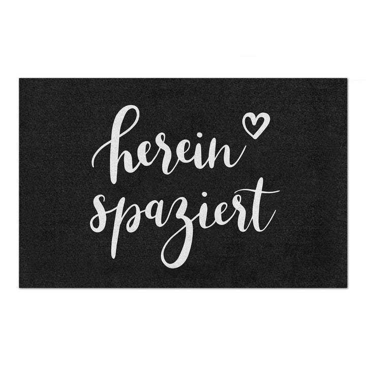 Eulenschnitt - Waschbare Fußmatte Hereinspaziert schwarz 75 x 45 cm