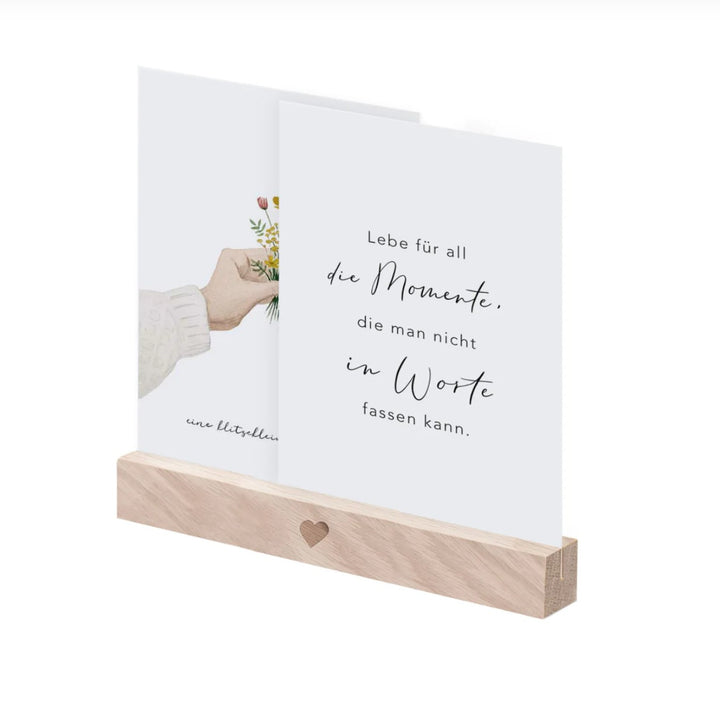 Eulenschnitt - Kartenständer Herz natur 15 cm