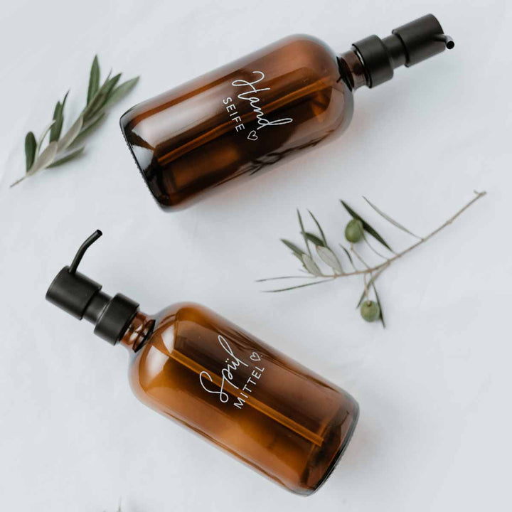 Eulenschnitt - Seifenspender Spülmittel braunes Glas