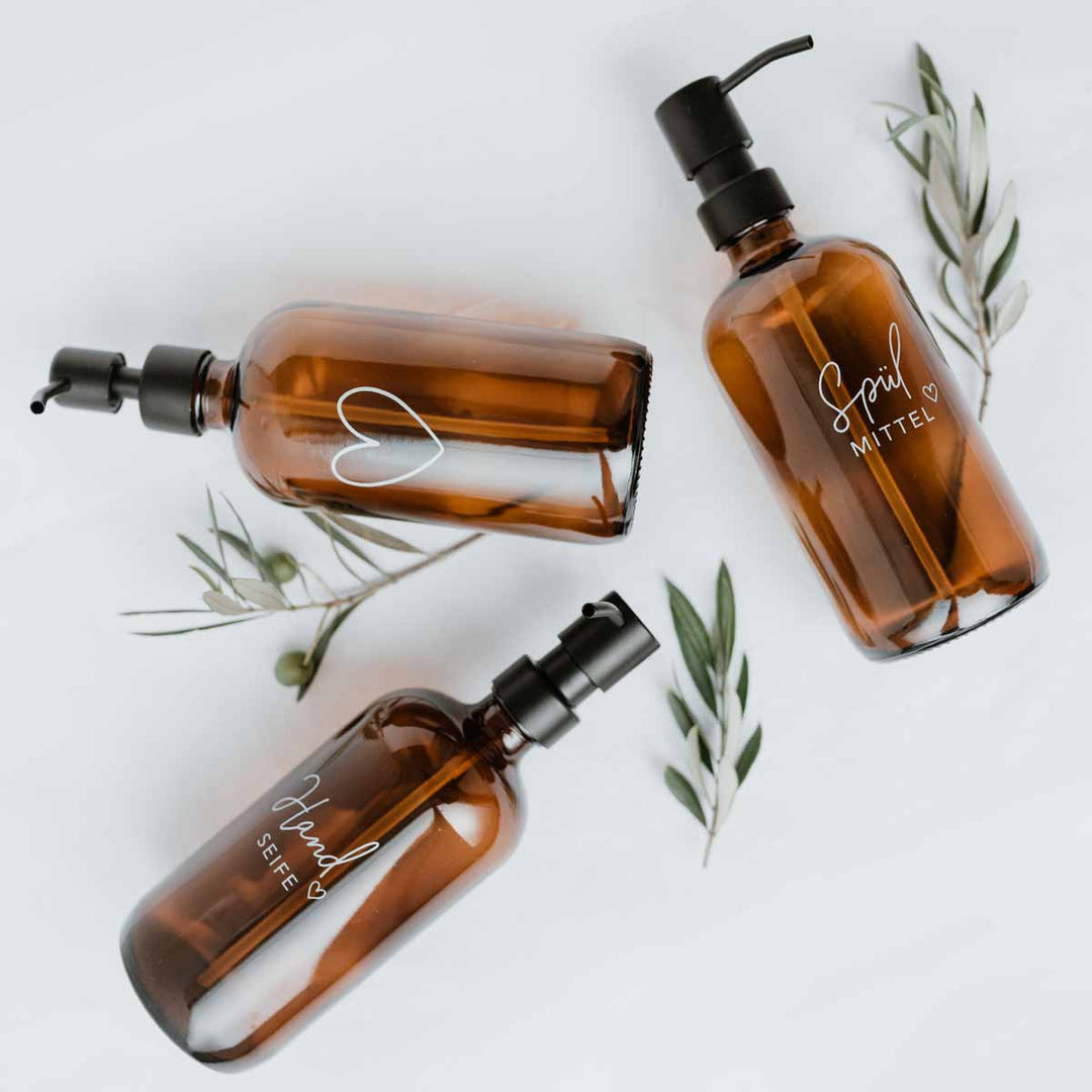 Eulenschnitt - Seifenspender Spülmittel braunes Glas