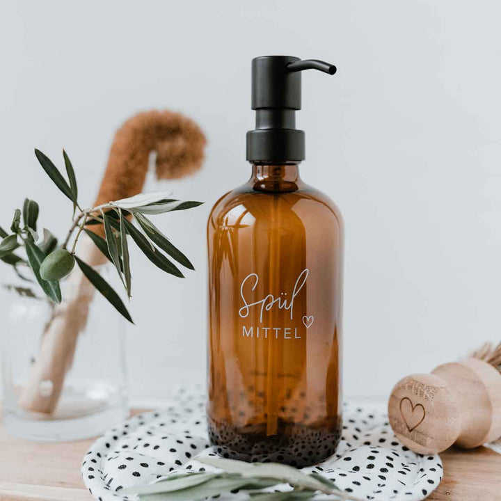 Eulenschnitt - Seifenspender Spülmittel braunes Glas