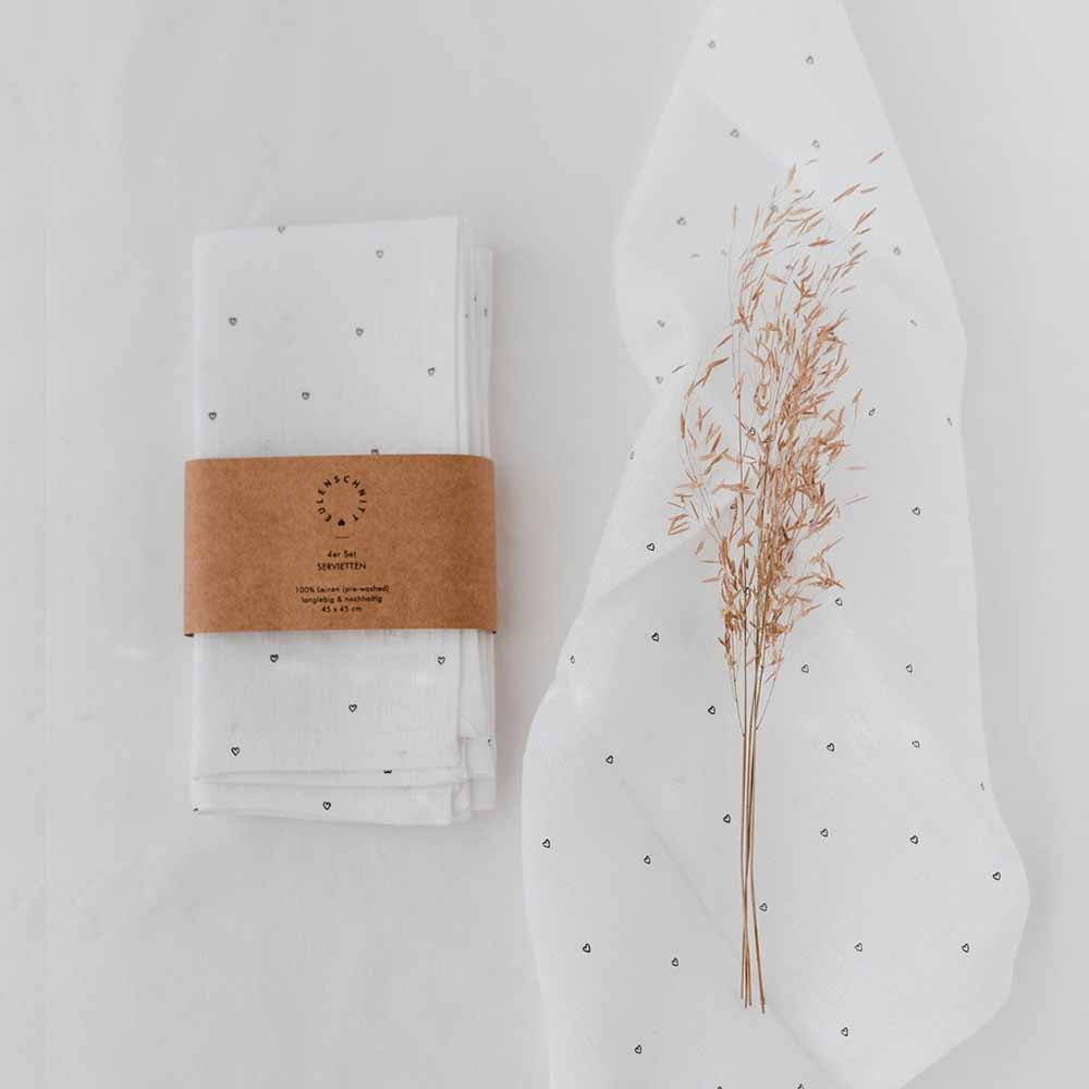 Eulenschnitt - Servietten Herzen im 4er Set