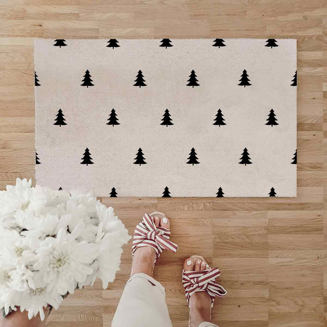 Eulenschnitt - Waschbare Fußmatte Tannen Weiss 75 x 45 cm