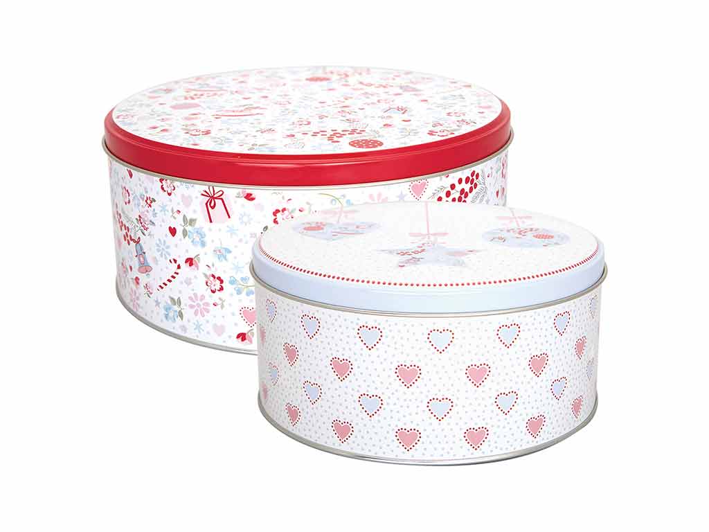 GreenGate - Carol runde Aufbewahrungsbox 2er-Set white