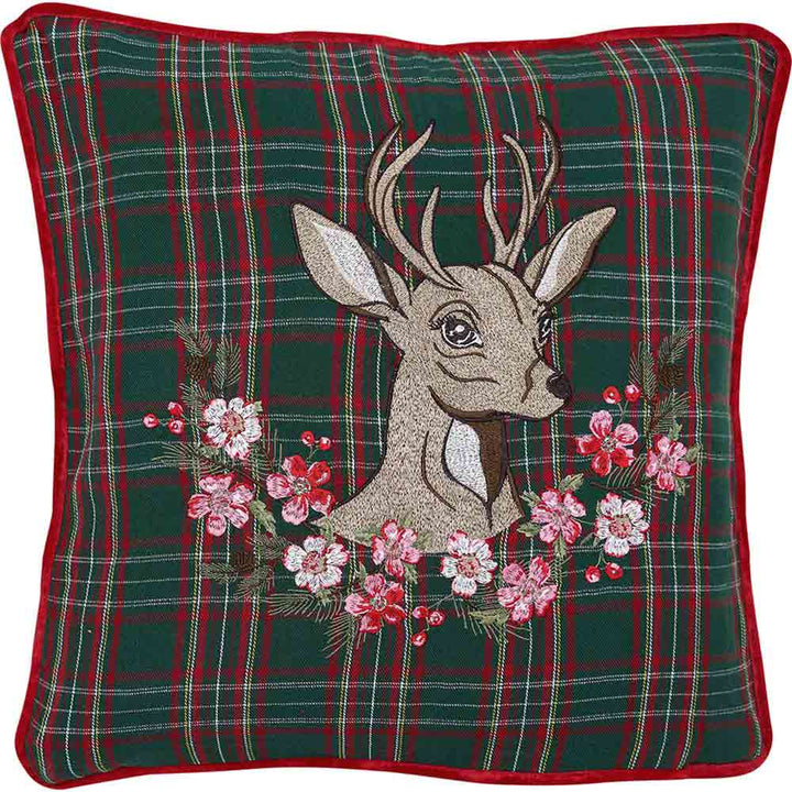 GreenGate - Dagmar deer Kissenbezug green mit Stickerei 40 x 40 cm