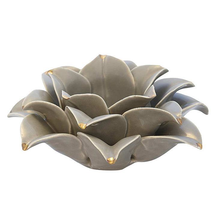 GreenGate - Flower Kerzenhalter Lotus grau mit gold