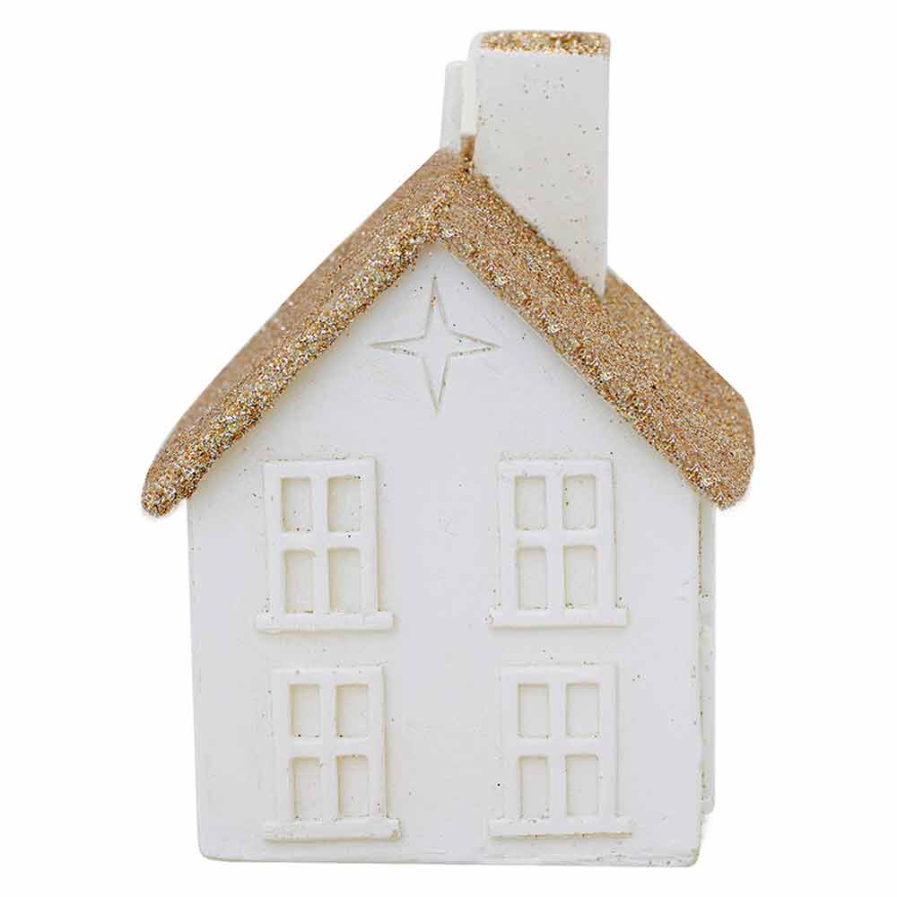 GreenGate - Haus Kerze white mit Glitzer xs