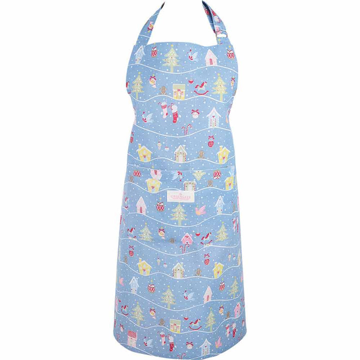 GreenGate - Laura Christmas Schürze dusty blue